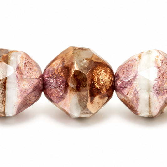Special Cut Faceted Fire Polished Beads. Smashed, X3150 Bronze (x3150-14415), Glass, Czech Republic
