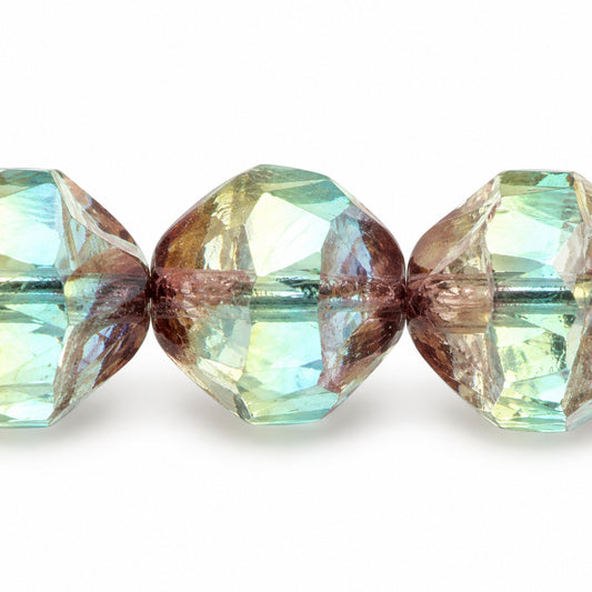 Special Cut Faceted Fire Polished Beads. Smashed, T1031 Bronze (t1031-14415), Glass, Czech Republic