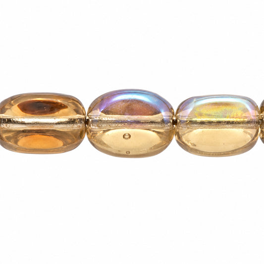 3-Side Oval Beads, Transparent Brown Ab (10200-28701), Glass, Czech Republic