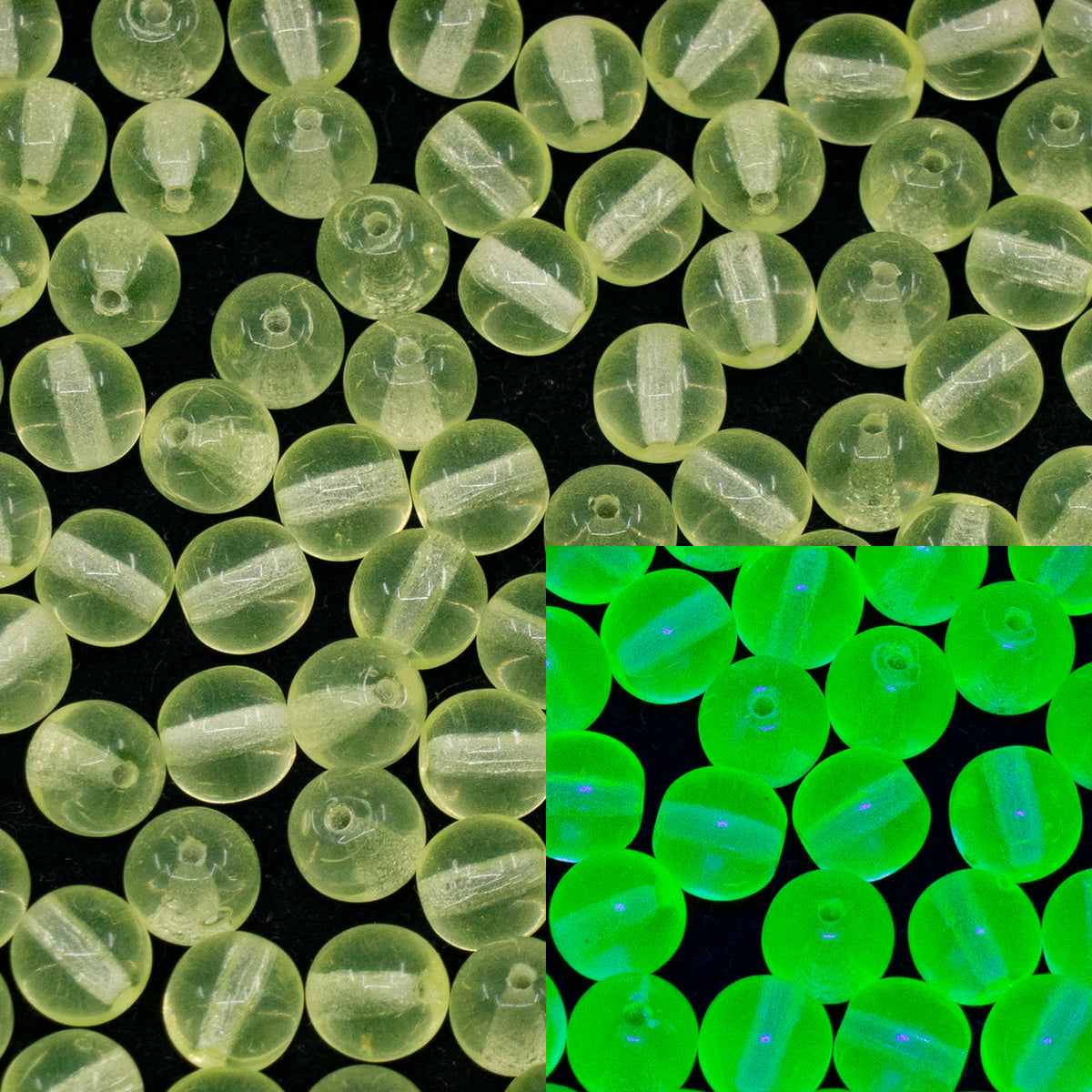 OUTLET 250g/50g Round Druck Beads, 6 x 6 mm, Transparent Yellow (80130), Glass, Czech Republic