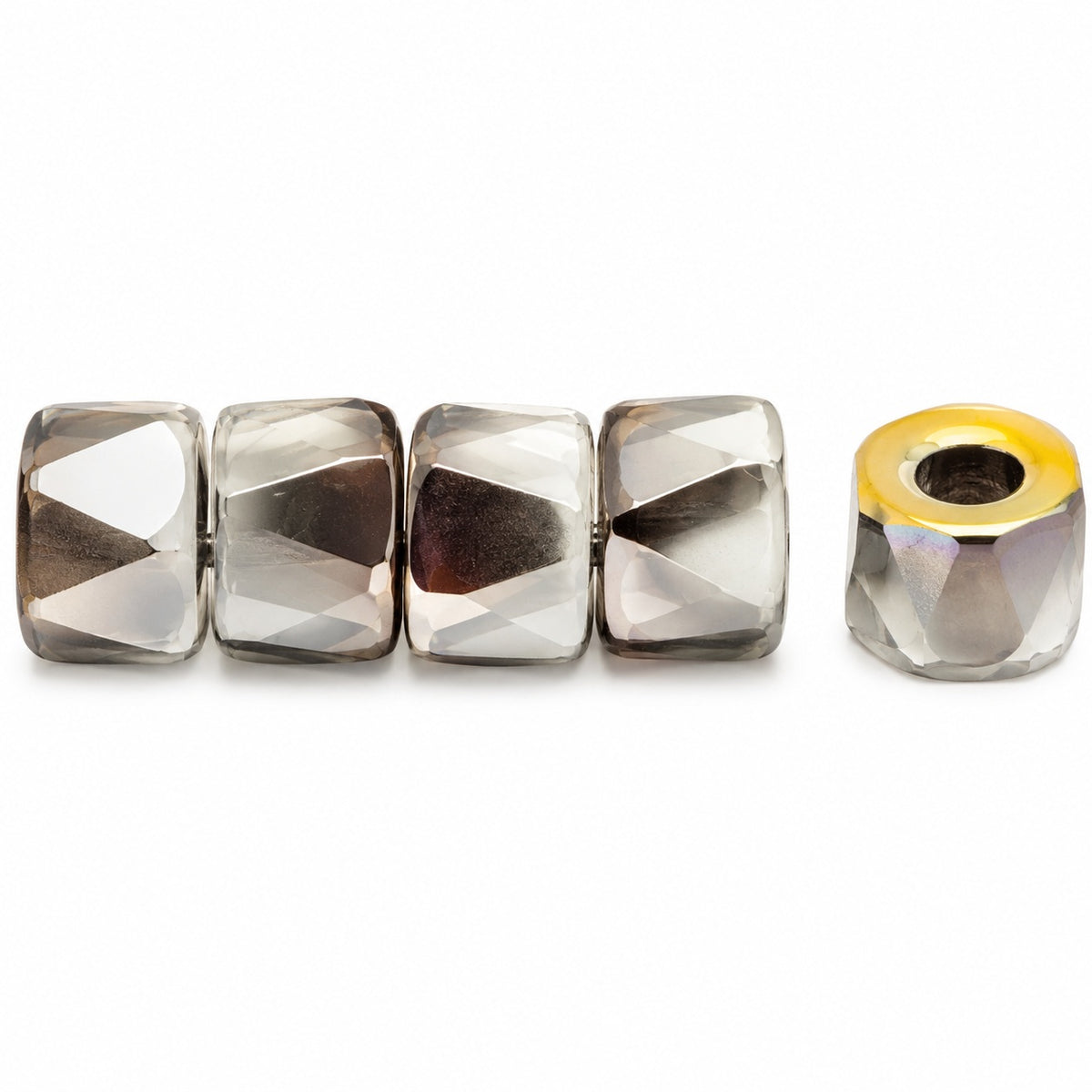 Faceted Oval Beads Special Cut, White Volcano (02010-28001), Glass, Czech Republic