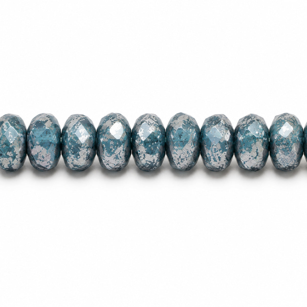 Special Cut Faceted Fire Polished Beads, Chalk White Luster Blue Full Coated (03000-14464), Glass, Czech Republic
