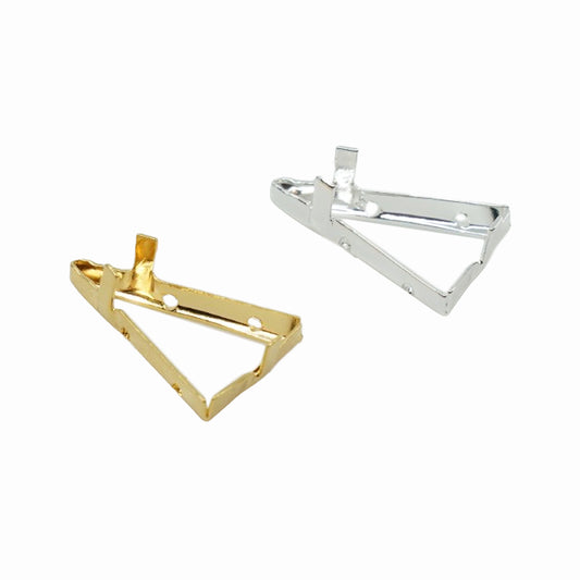 Triangle Metal Settings with Prongs for Stone Glass Crystals - Different colors and Sizes - For sewing / soldering