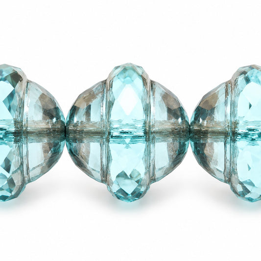 Faceted Special Cut Beads Ufo, Transparent Aqua Platin (60000-13702), Glass, Czech Republic