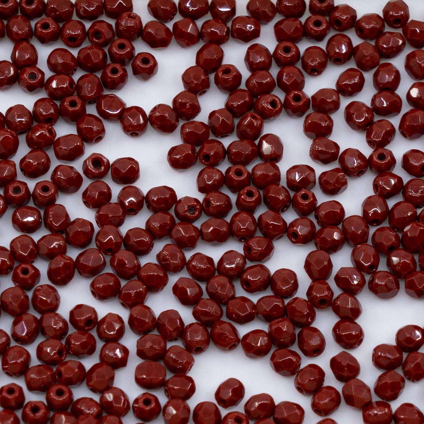 OUTLET 250g/50g Faceted Round Fire Polished Beads, 3 x 3 mm, Opaque Brown (13600), Glass, Czech Republic