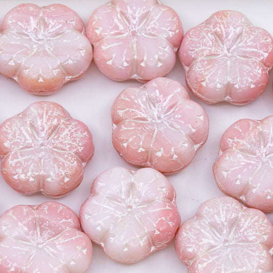 OUTLET 250g/50g Apple Flower Beads, 17 x 17 mm, Pink White Lined (07724-54312), Glass, Czech Republic