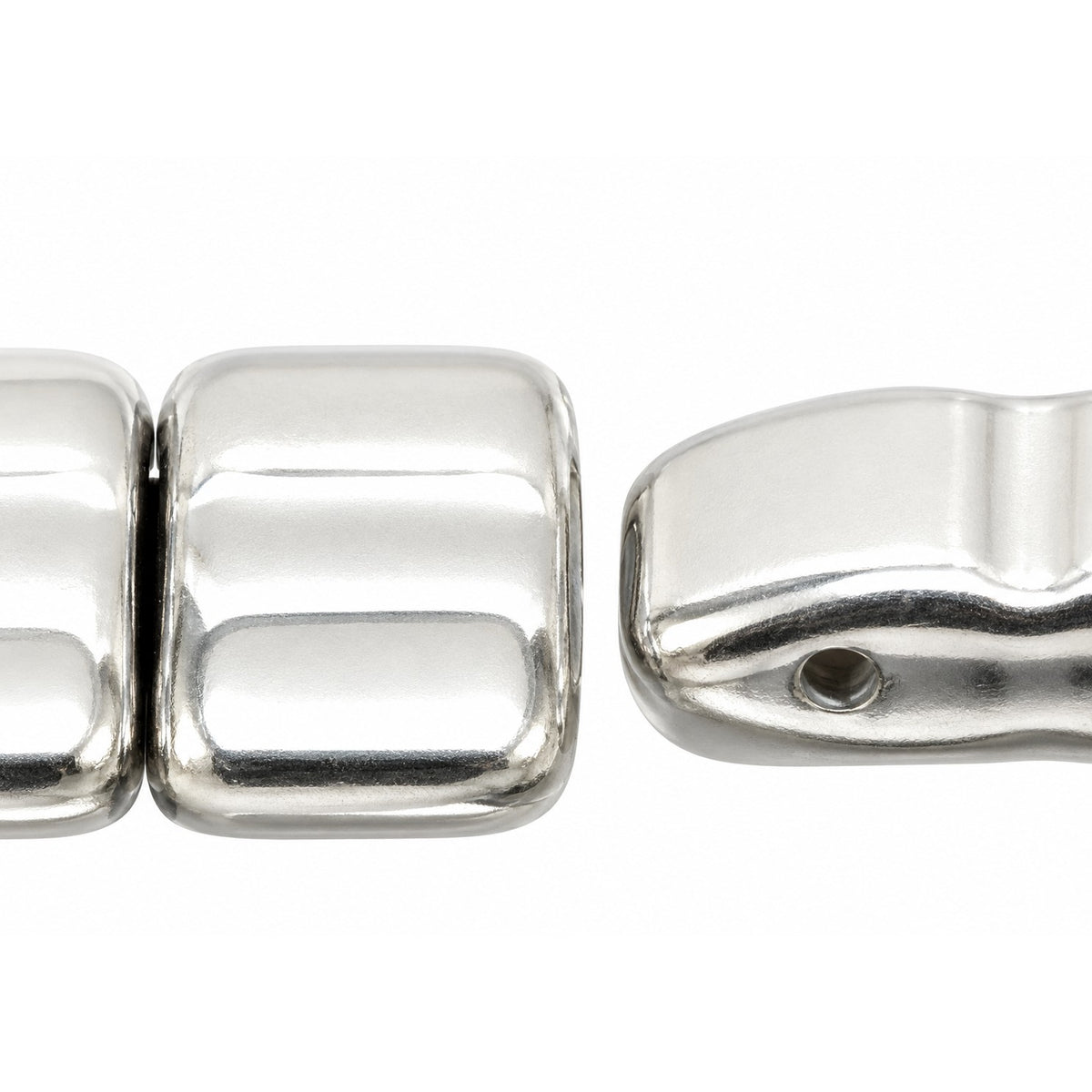 Rectangle 2-Hole Beads, Black Silver (23980-27000), Glass, Czech Republic
