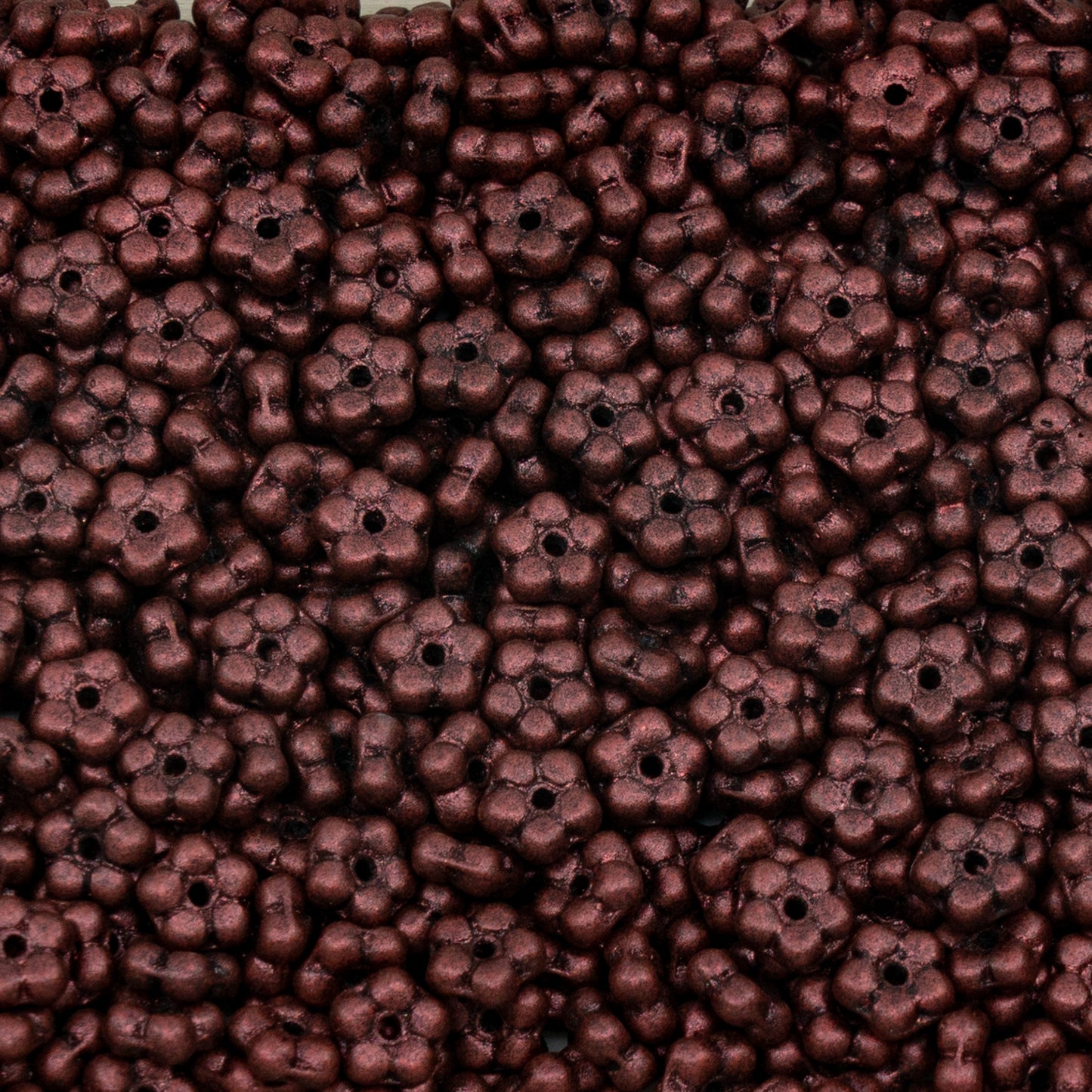 OUTLET 250g Forget Me Not Beads, 5 x 5 mm, Black Lava Red Dark (23980-79105), Glass, Czech Republic