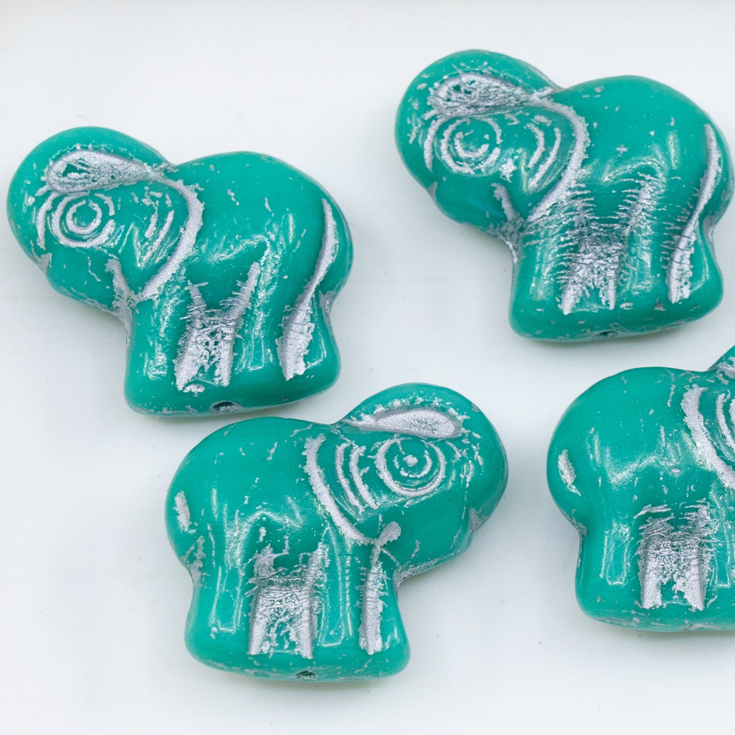 OUTLET 250g/50g Elephant Beads, 20 x 21 mm, Turquoise Silver Lined (63130-54301), Glass, Czech Republic