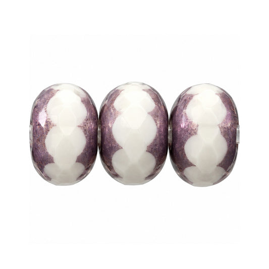 Rondelle Faceted Fire Polish Beads, Chalk White Bronze (03000-14415), Glass, Czech Republic