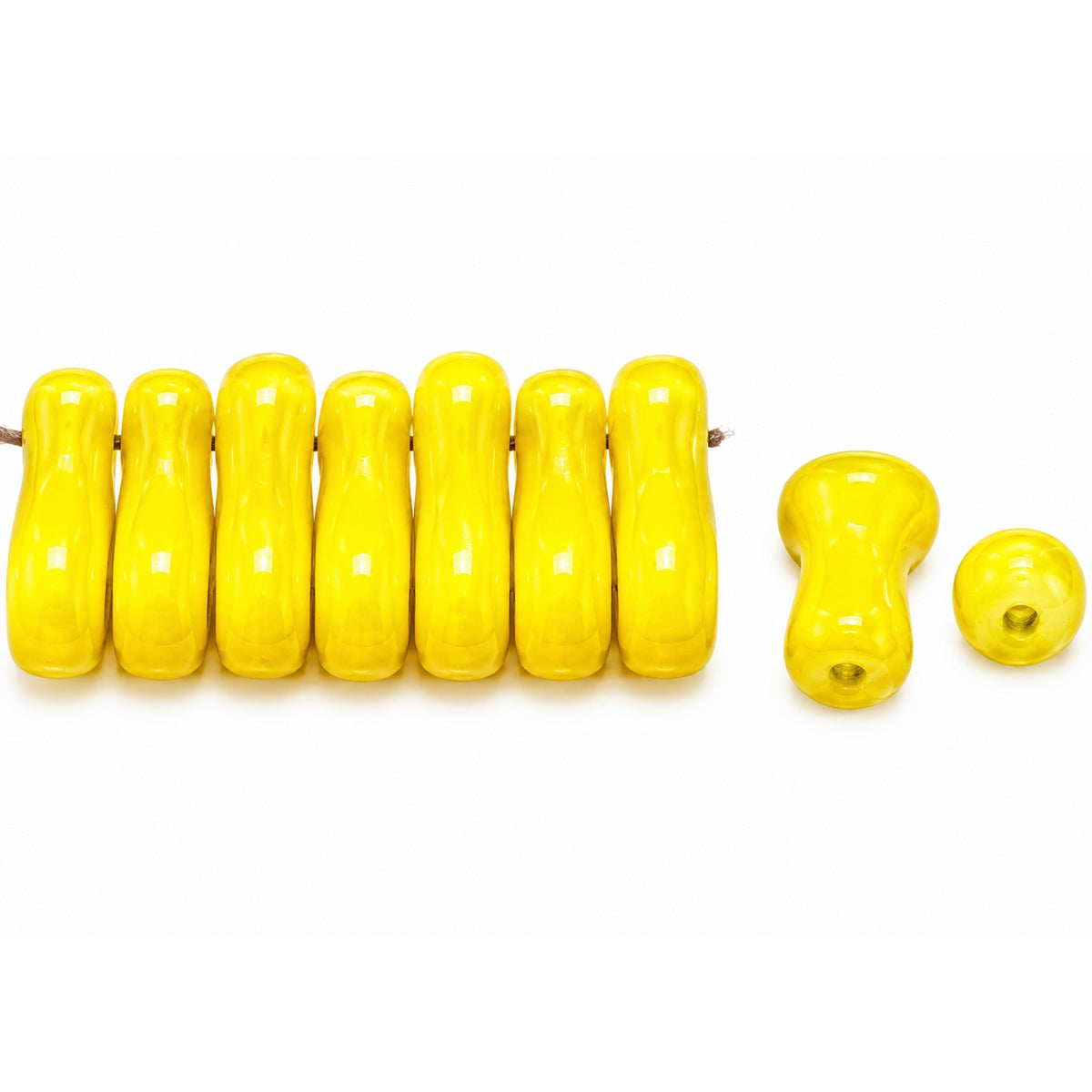 2-Hole Pressed Beads, Yellow (83120), Glass, Czech Republic