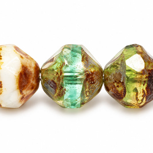 Special Cut Faceted Fire Polished Beads. Smashed, X3108 Bronze (x3108-14415), Glass, Czech Republic