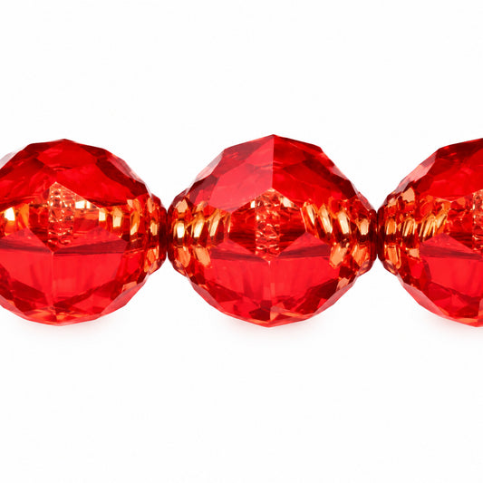 Wasp Special Cut Faceted Fire Polished Beads, Ruby Red Bronze (90080-14415), Glass, Czech Republic