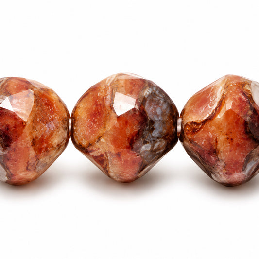 Special Cut Faceted Fire Polished Beads. Smashed, T1025 Stain Strong (t1025-86805), Glass, Czech Republic