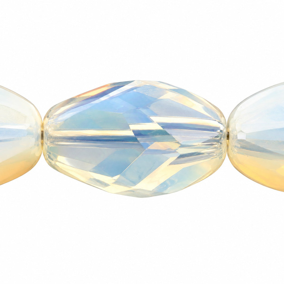Faceted Special Cut Beads, Opal White (01000), Glass, Czech Republic