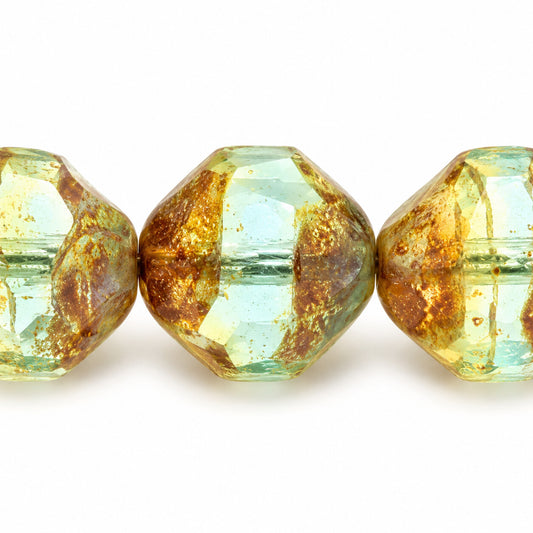 Special Cut Faceted Fire Polished Beads. Smashed, T1031 Stain Strong (t1031-86805), Glass, Czech Republic