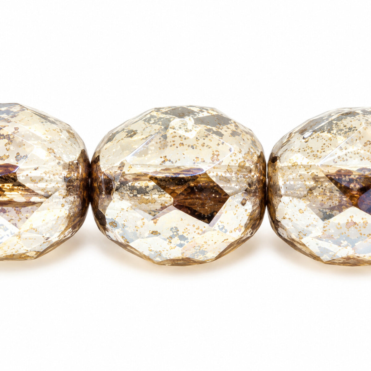 Faceted Special Cut Beads, Transparent Gray Stain With Luster Amber (40030-65401), Glass, Czech Republic