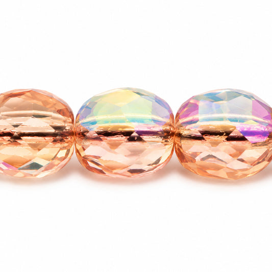 Faceted Special Cut Beads, Transparent Pink Ab (70130-28701), Glass, Czech Republic