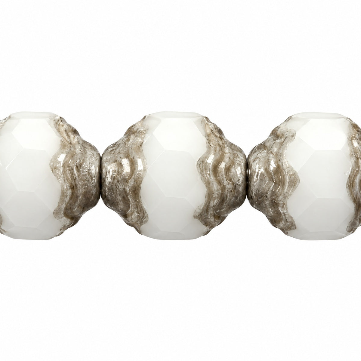 Special Cut Faceted Fire Polished Beads, Chalk White Platin (03000-13702), Glass, Czech Republic