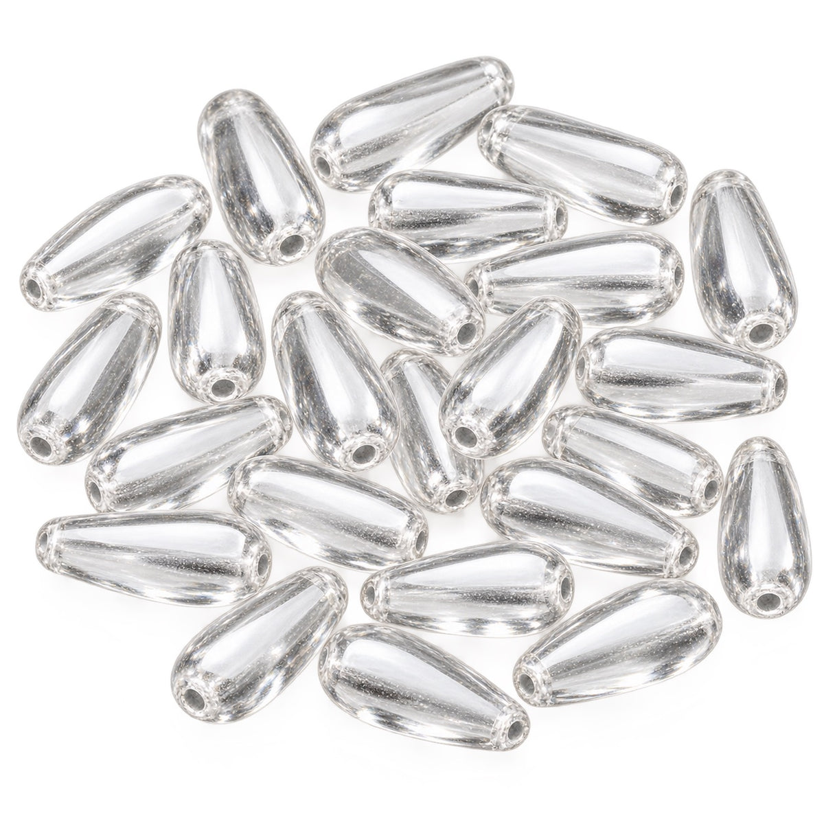 Pear Drop Beads, Crystal (00030), Glass, Czech Republic