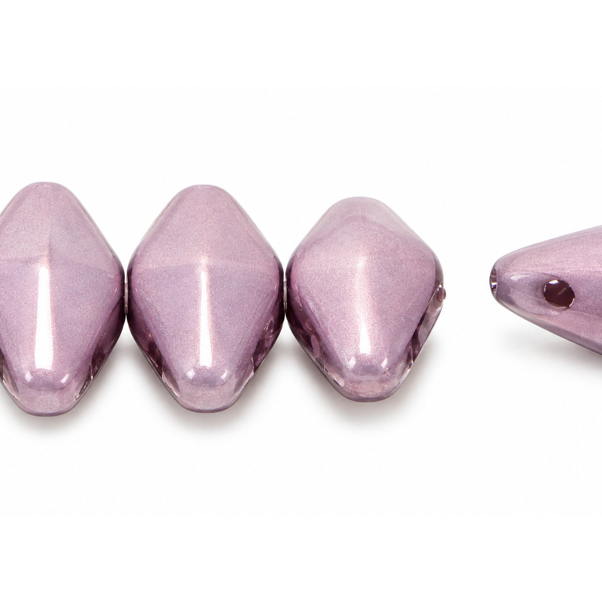 Oval Olive Beads, White Purple (02010-15726), Glass, Czech Republic