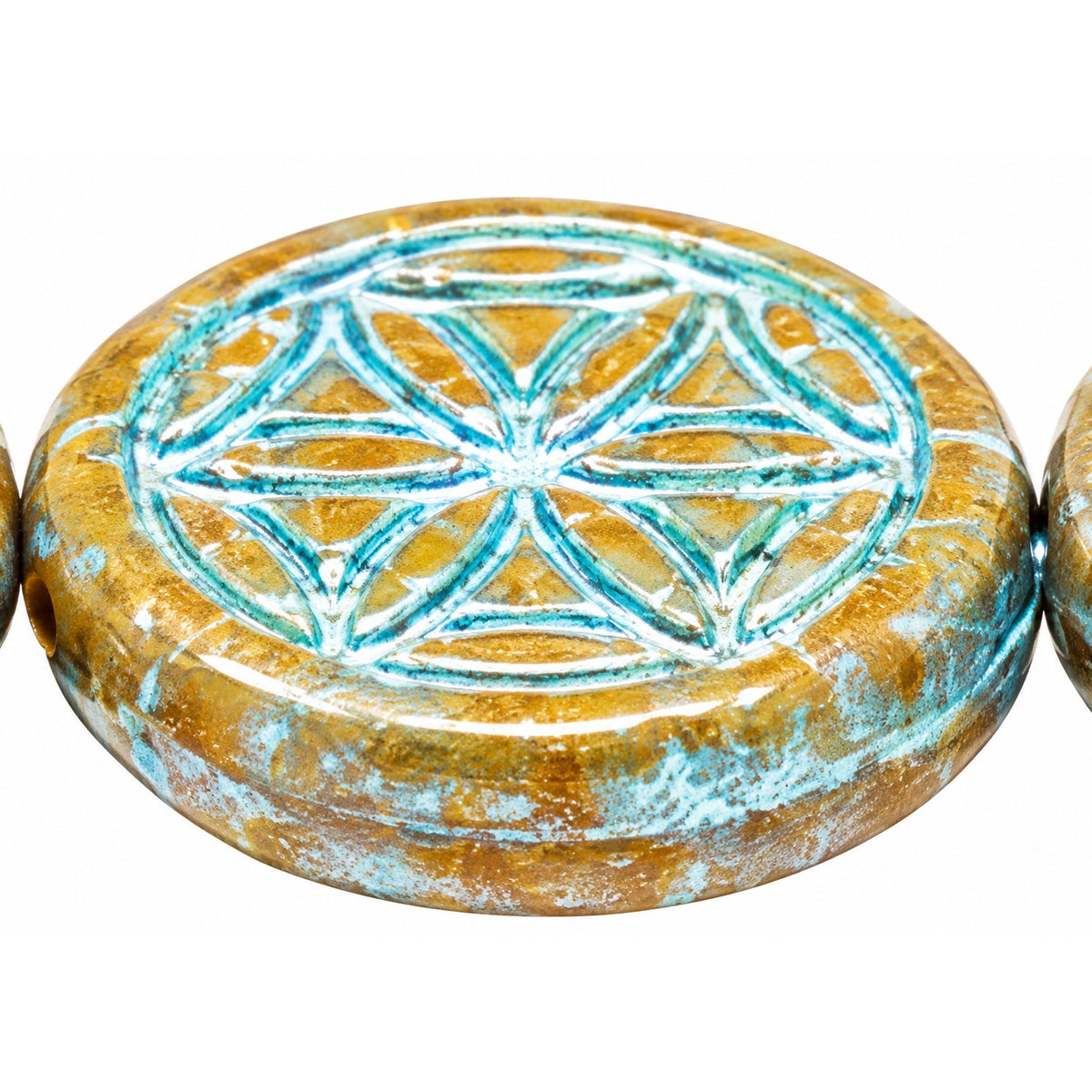 Ornamental Coin Beads, Turquise 96831 (64020-96831), Glass, Czech Republic