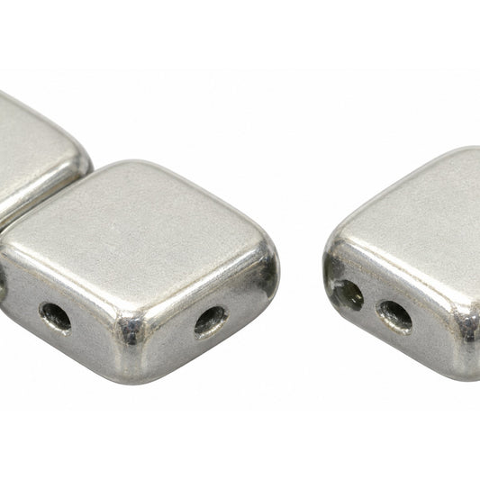 2-Hole Tile Beads, Crystal Silver (00030-27000), Glass, Czech Republic