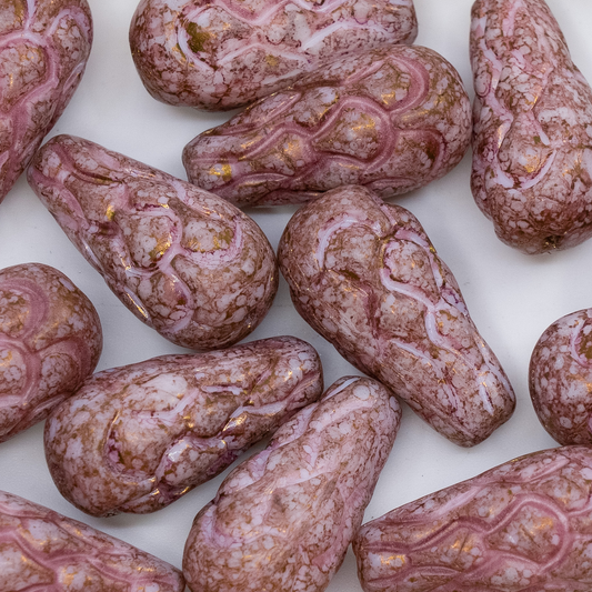 OUTLET 250g/50g Pinecone Beads, 25 x 12 mm, White Terracotta Violet (02010-15496), Glass, Czech Republic