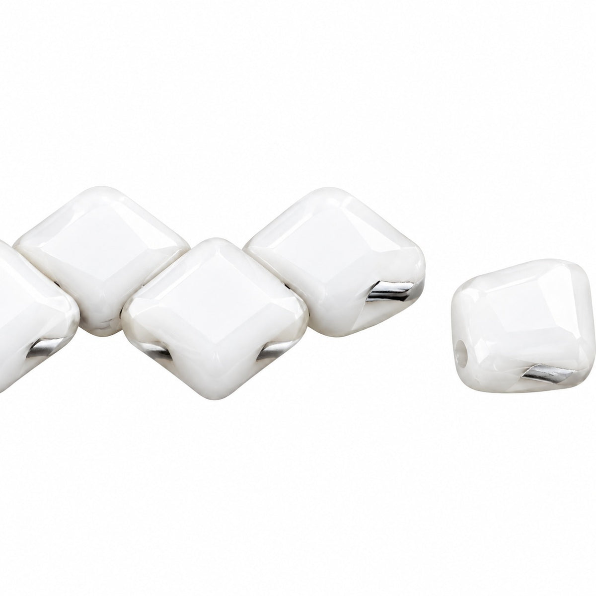 Silky 2-Hole Square Beads, Chalk White (3000), Glass, Czech Republic