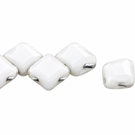 Silky 2-Hole Square Beads, Chalk White (3000), Glass, Czech Republic