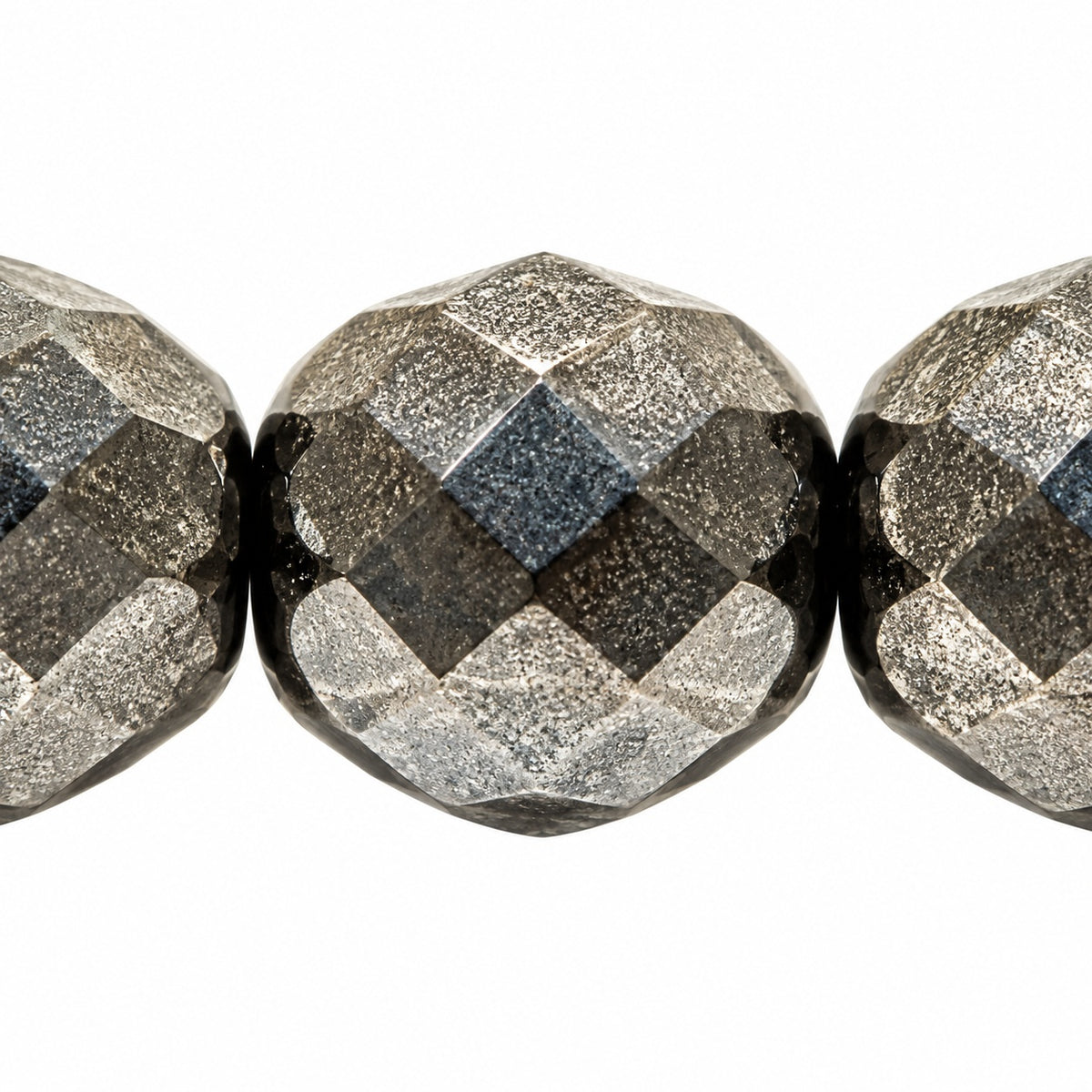Faceted Round Fire Polished Beads, Black Hematite (23980-14400), Glass, Czech Republic