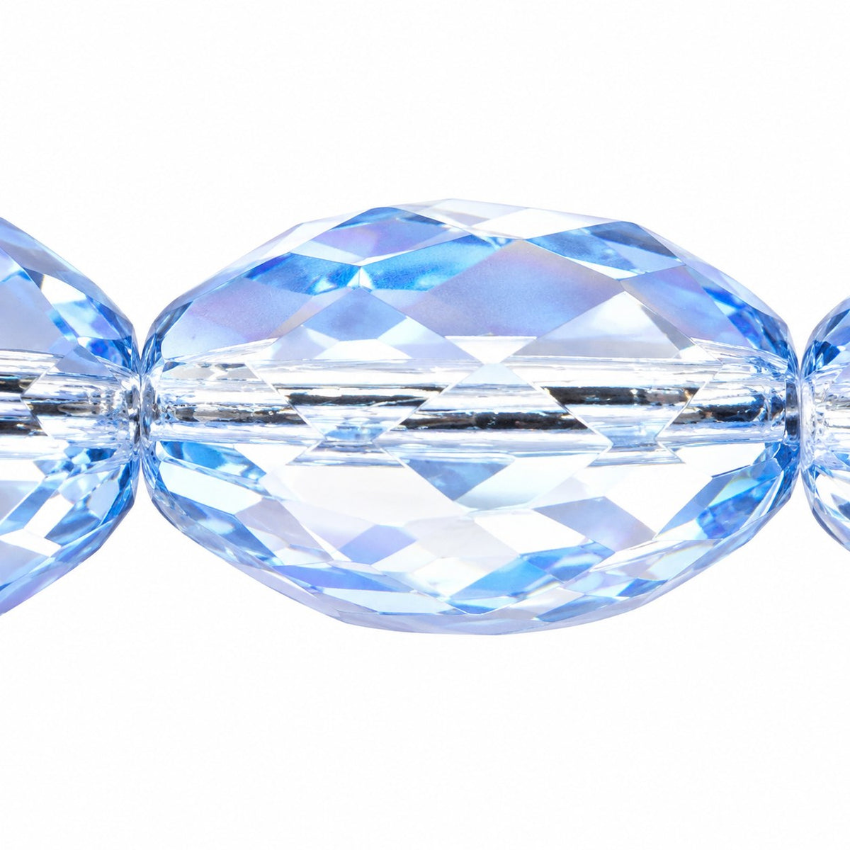 Oval Faceted Beads, Transparent Blue (30010), Glass, Czech Republic