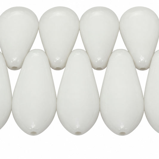 Dagger Beads, White (02010), Glass, Czech Republic