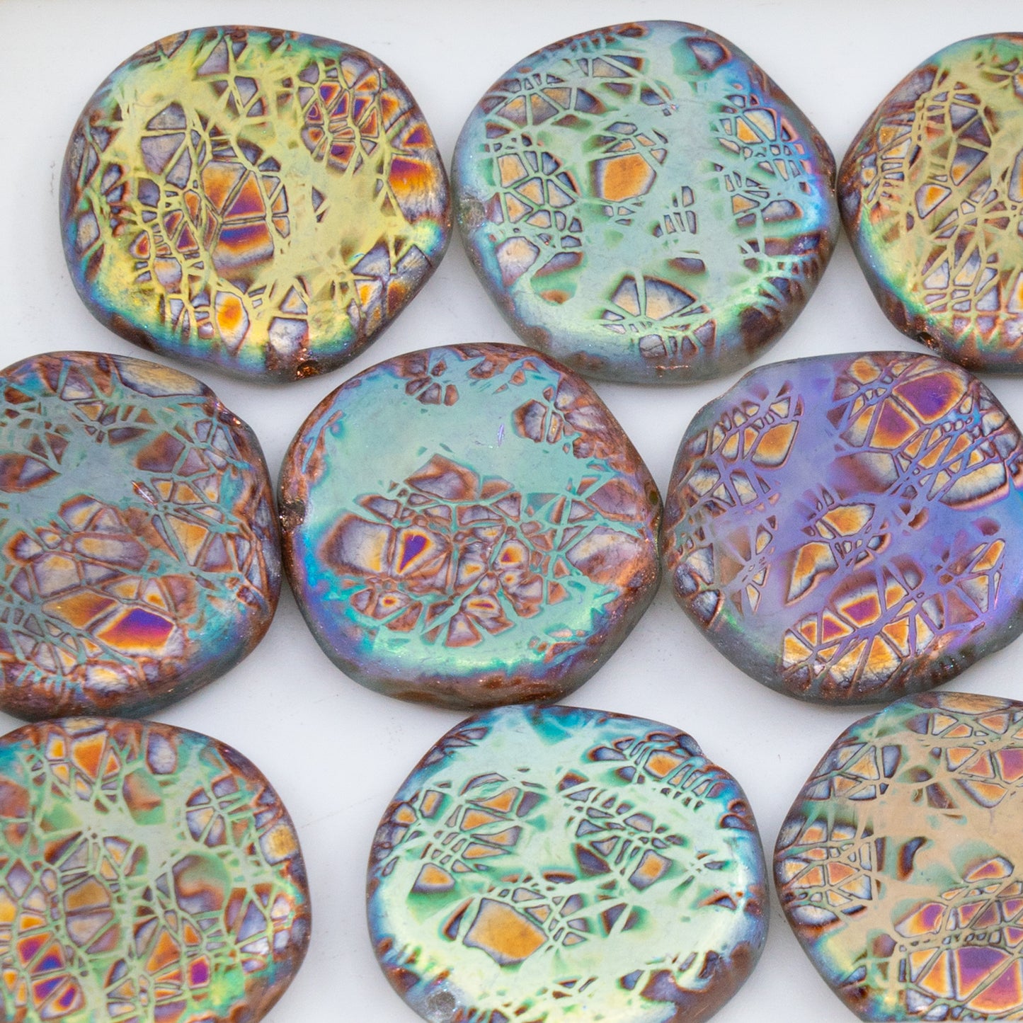 OUTLET 250g/50g Coin Beads, 17 x 17 mm, Batika Mixed Colors 229 (BATIKA-MIX-229), Glass, Czech Republic