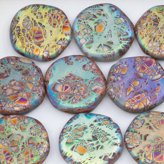 OUTLET 250g/50g Coin Beads, 17 x 17 mm, Batika Mixed Colors 229 (BATIKA-MIX-229), Glass, Czech Republic