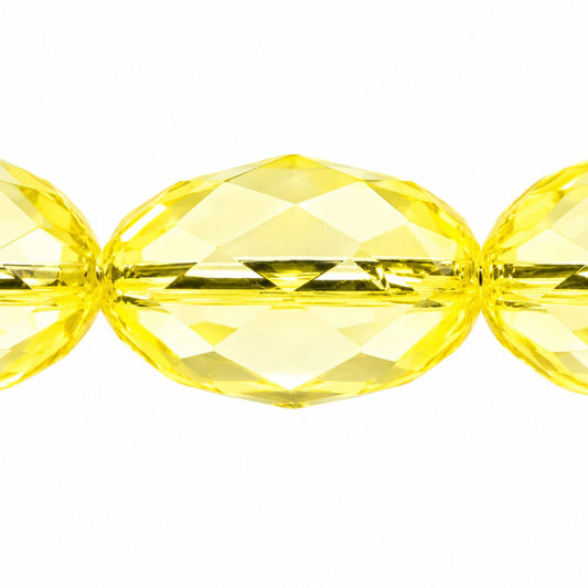 Oval Faceted Beads, Transparent Yellow (80130), Glass, Czech Republic