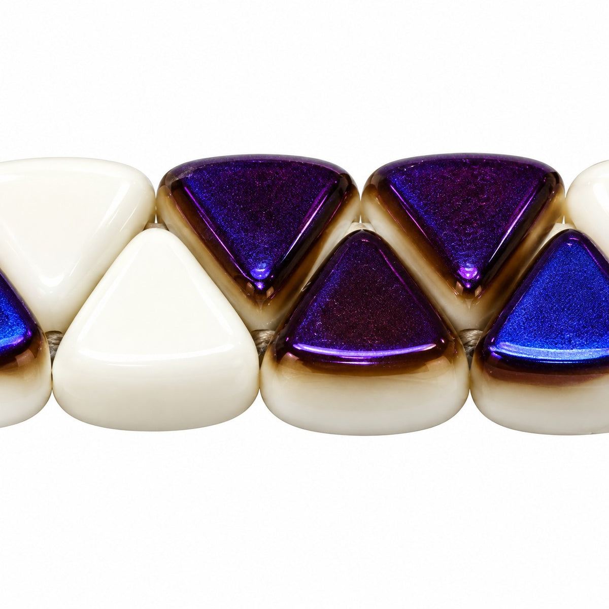 Top Hole Triange Beads, Chalk White 22201 (03000-22201), Glass, Czech Republic