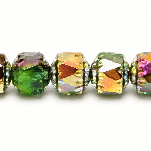 Cathedral Faceted Fire Polished Beads Special Cut, X2646 Volcano (x2646-28001), Glass, Czech Republic