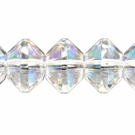Special Cut Faceted Fire Polished Beads, Crystal Ab (00030-28701), Glass, Czech Republic