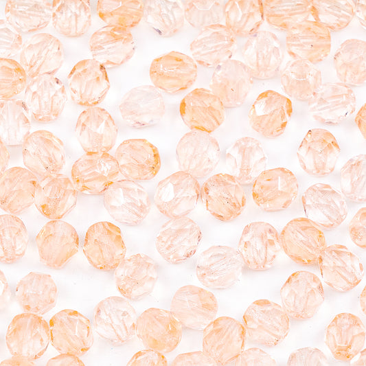 OUTLET 250g/50g Faceted Round Fire Polished Beads, 6 x 6 mm, Lght Pink (lght-pink), Glass, Czech Republic