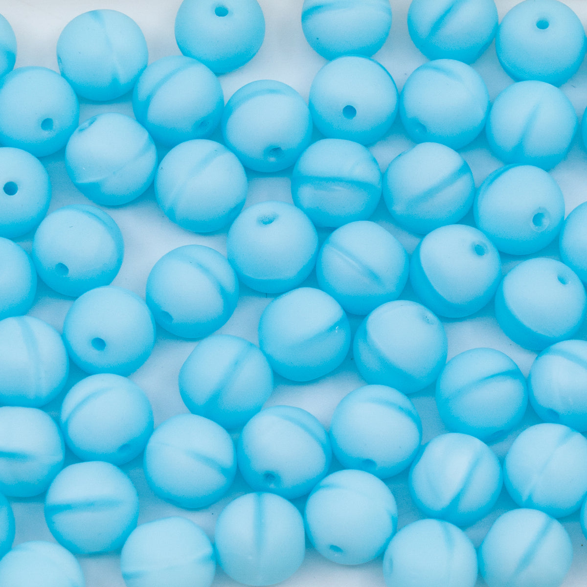OUTLET 250g/50g Round Druck Beads, 6 x 6 mm, Opal Aqua Matte (61000-84100), Glass, Czech Republic