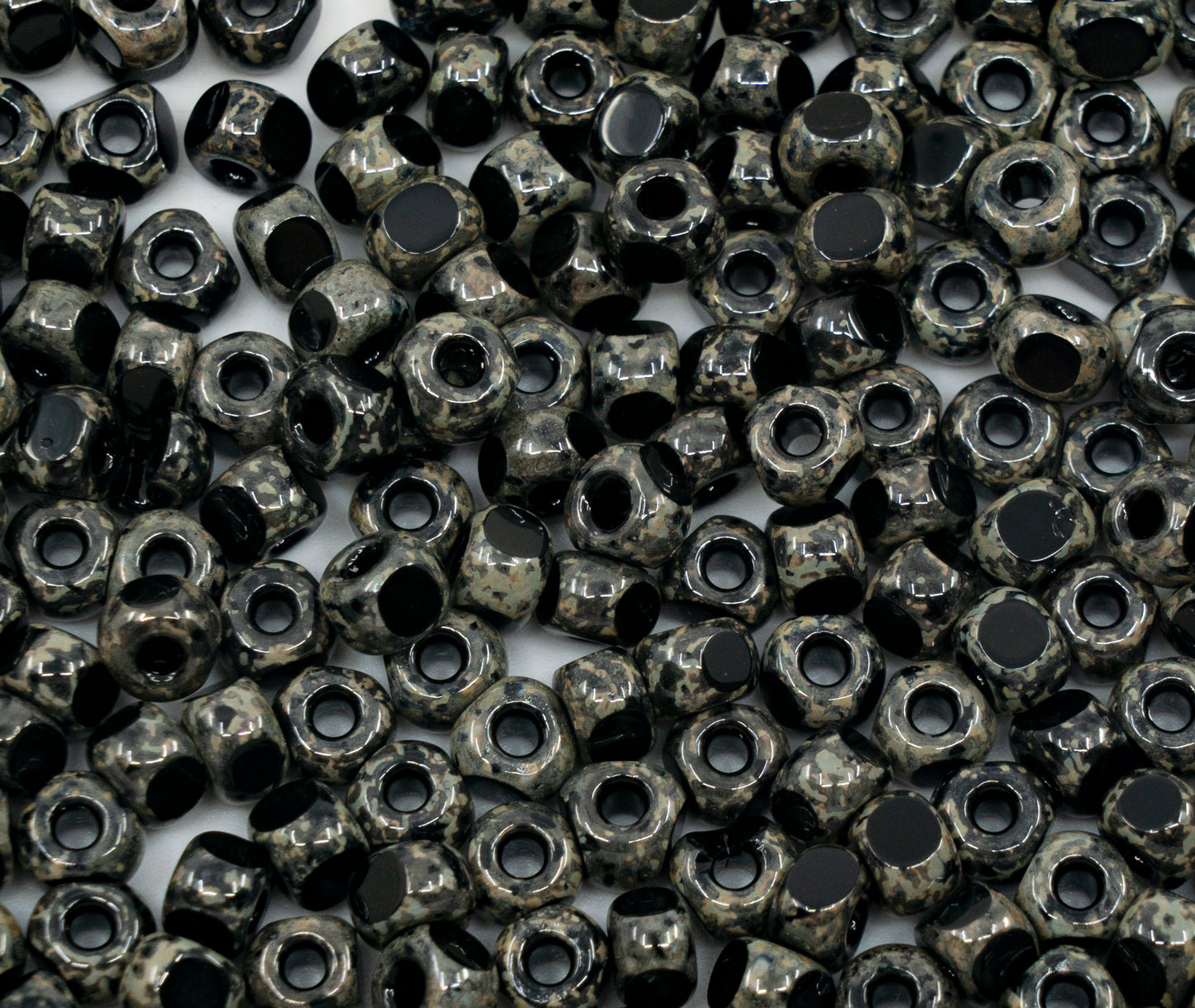 OUTLET 10 grams Pressed Beads, 6 x 6 mm, Black Travertin (23980-86800), Glass, Czech Republic