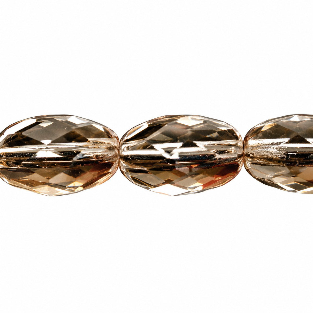 Oval Faceted Beads, Crystal (00030), Glass, Czech Republic