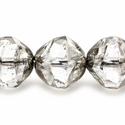 Special Cut Faceted Fire Polished Beads. Smashed, T1014 Platin (t1014-13702), Glass, Czech Republic