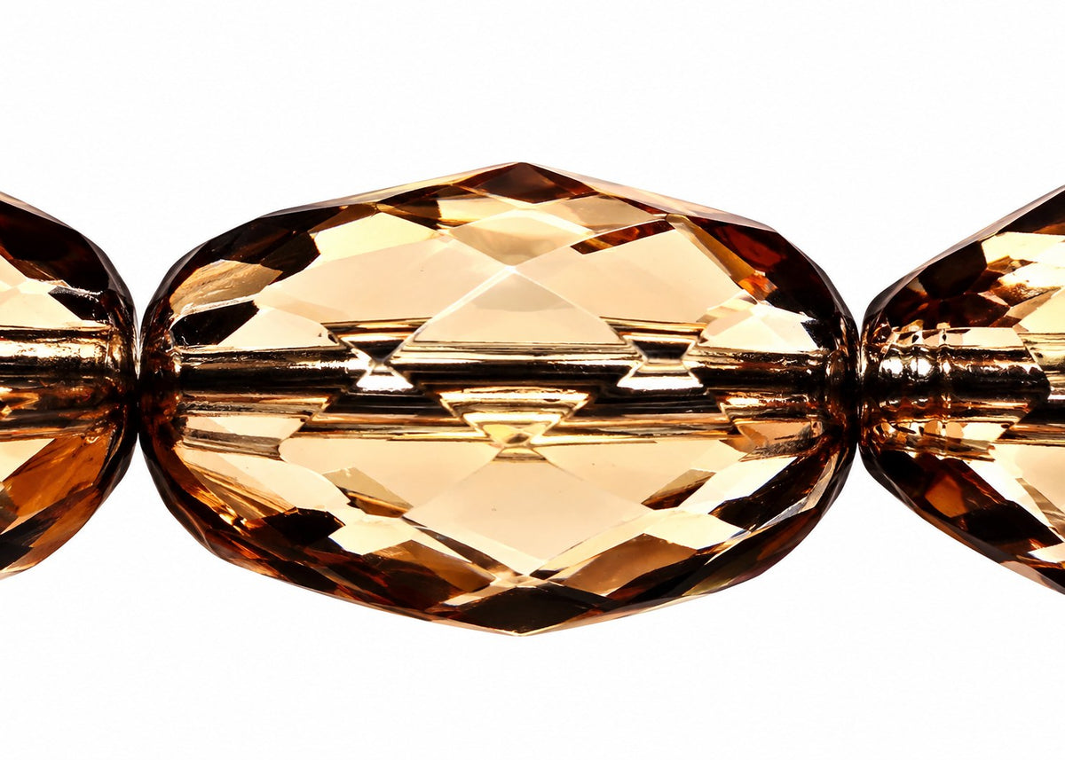 Oval Faceted Beads, Transparent Brown (10200), Glass, Czech Republic
