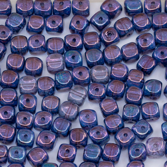 OUTLET 250g/50g Cube Beads, 6 x 7 mm, Crystal Purple (00030-15726), Glass, Czech Republic