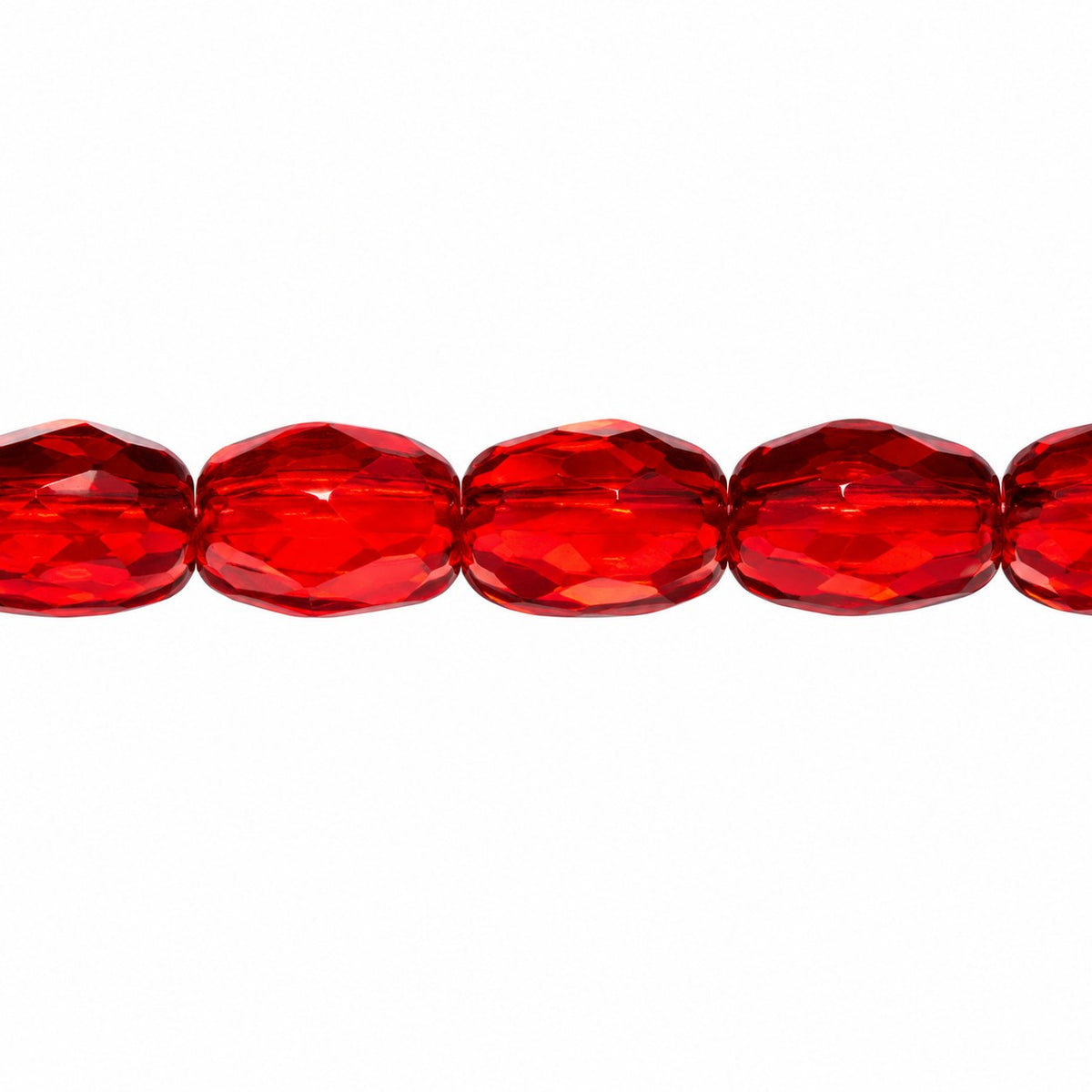 Oval Faceted Beads, Ruby Red (90080), Glass, Czech Republic