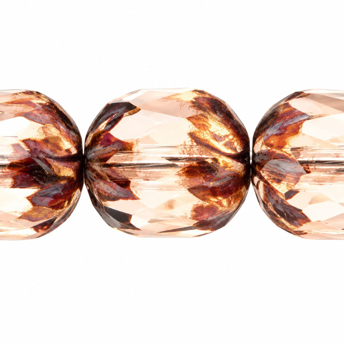 Faceted Fire Polished Beads Special Cut, Transparent Pink Stain Strong (70110-86805), Glass, Czech Republic