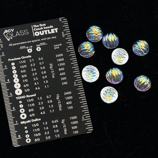 アウトレット 10グラム ガラスプレスクリスタルストーン、17 x 17 mm、クリスタルABスモールラウンド（クリスタルAB-F-rou）、ガラス、チェコ共和国