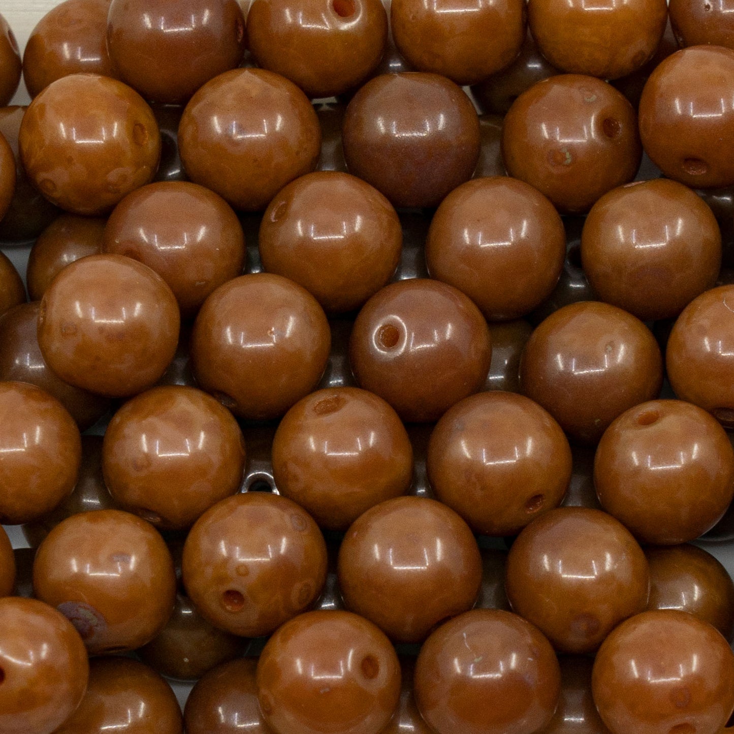 奥特莱斯 250克圆形Druck珠，10 x 10毫米，蛋白石棕色石灰华（12000-86800），玻璃，捷克共和国